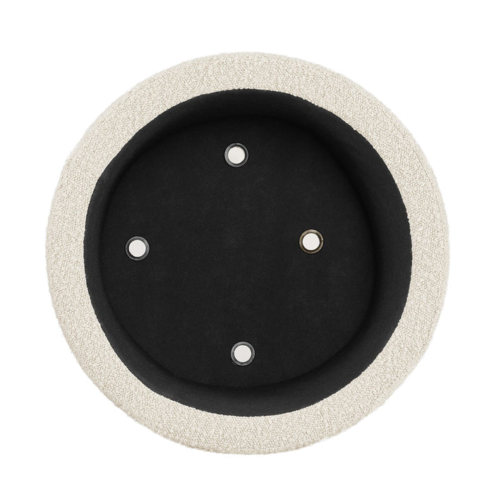 Ontario 14.75\" Round Fabric Storage Ottoman - White
