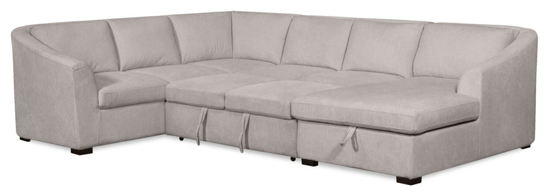 Envy 3-Piece Right-Facing Chenille Fabric Sleeper Sectional with Storage Chaise - Fog Grey