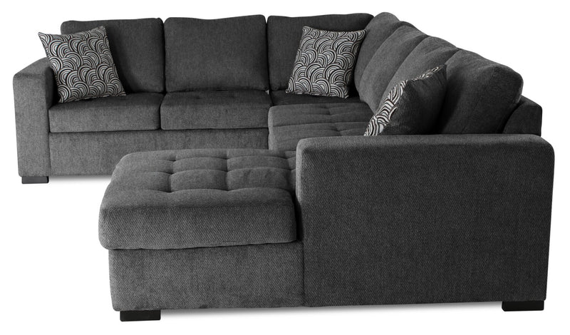 Made in Canada Legend 4-Piece Right-Facing Chenille Fabric Sleeper Sectional with Storage Chaise - Pepper Grey