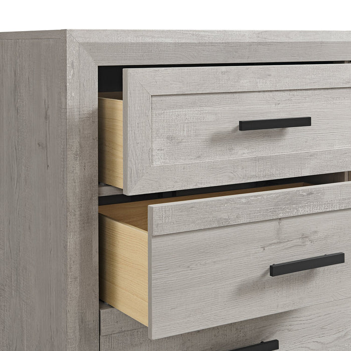 Lark Bedroom Chest of Drawers, 5-Drawer, 35\"W x 47\"H - Rustic White