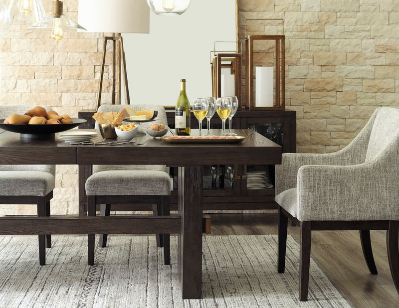Metro Dining Arm Chair with Polyester Fabric - Beige & Brown