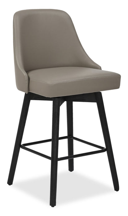 Nash Counter-Height Stool with Swivel Seat & Vegan Leather Fabric, 26.5\"H, Wood & Metal - Taupe