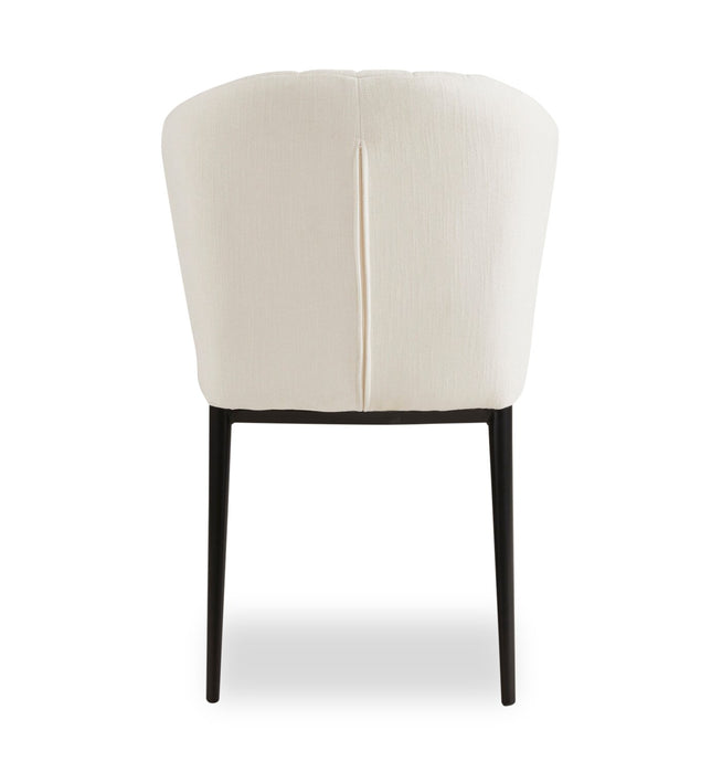 Zoe Dining Chair with Polyester Fabric & Channeled Tufting, Metal - Ivory