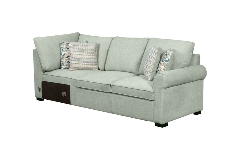 Scott Living Haven 3-Piece Left-Facing Chenille Fabric Cuddler Sleeper Sectional - Seafoam Blue