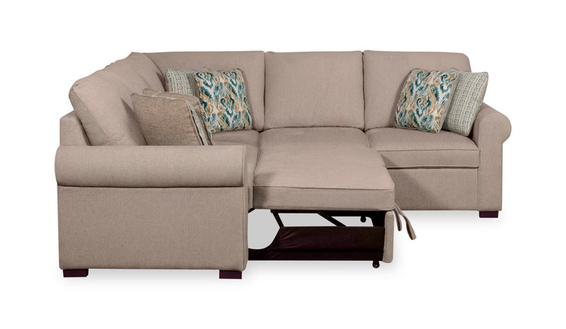Scott Living Haven 3-Piece Chenille Fabric Sleeper Sectional - Taupe