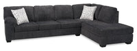 Made in Canada Morgan 2-Piece Right-Facing Chenille Fabric Sofa Bed Sectional with Accent Pillows - Grey 