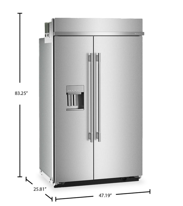 Kitchenaid 48\" 29.4 Cu. Ft. Built-In Side-by-Side Refrigerator – Stainless Steel - KBSD748SPS