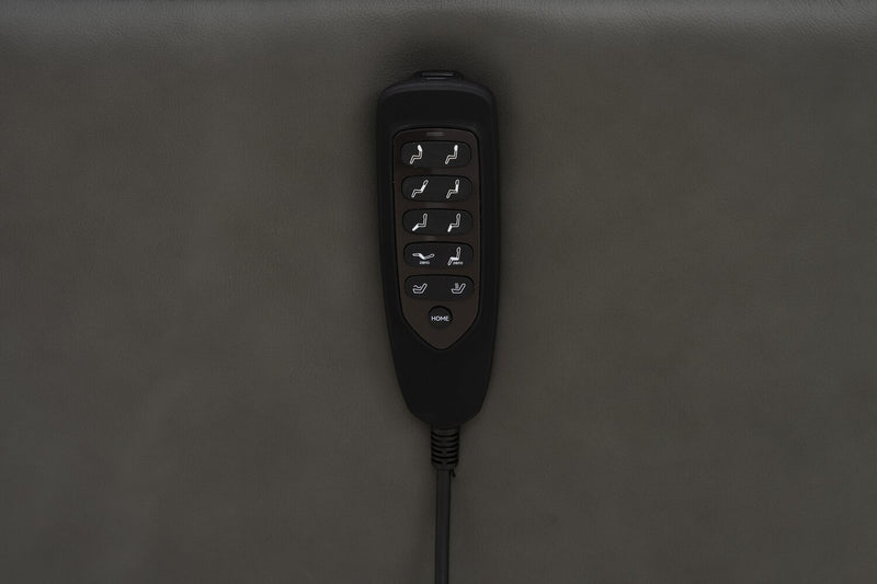 Serene 31\" Genuine Leather Power Reclining Massage Chair with Power Headrest and Heated Seat - Grey