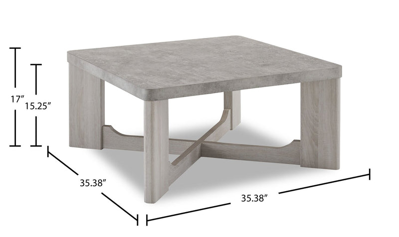Cecily 35.5” Modern 3-Pack Coffee + 2 End Tables - White