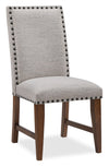 ["Boden Dining Chair with Polyester Fabric & Nailhead Trim - Beige & Brown"]