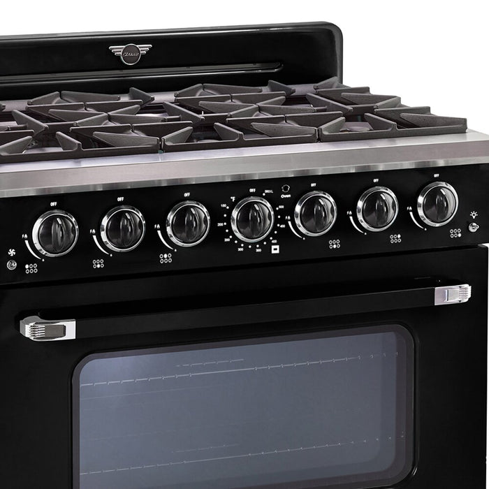 Classic Retro by Unique 36\" 5.2 Cu. Ft. 6-Burner Gas Range with Convection - Midnight Black - UGP-36CR B
