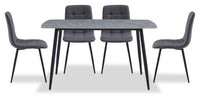 Arlo 5pc Dining Set with Table & 4 Charcoal Chairs, Sintered Stone & Metal, 55
