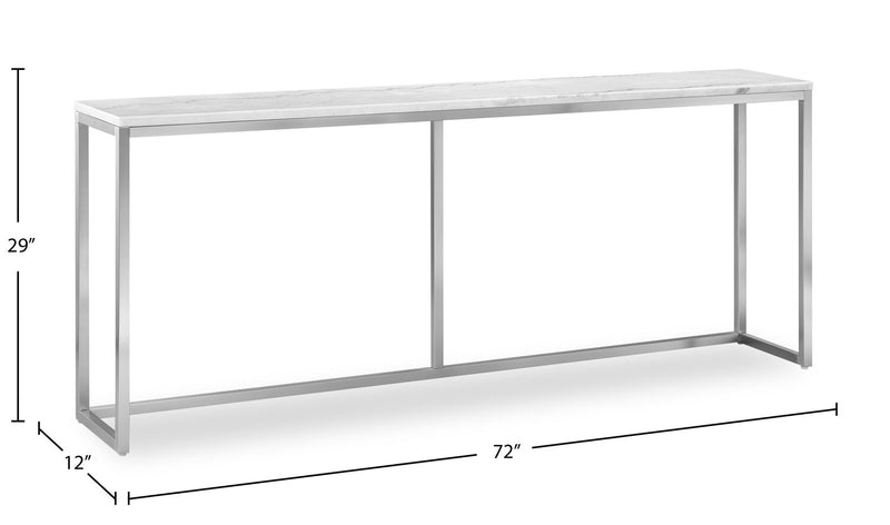 Sampson 72\" Modern Marble Sofa Table - White