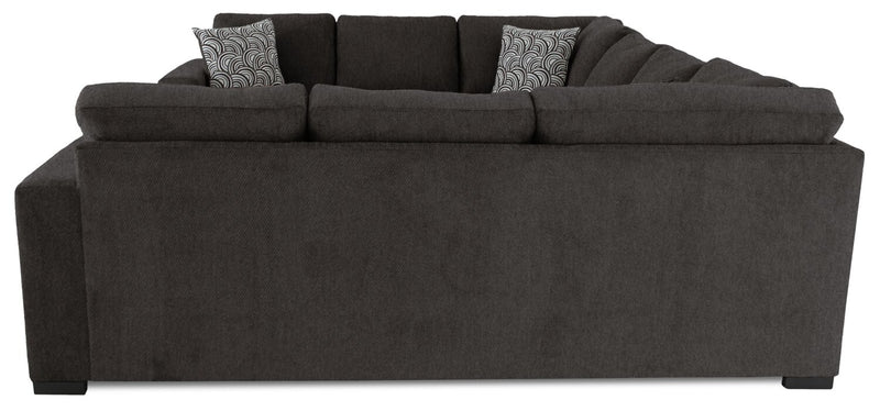 Made in Canada Legend 3-Piece Chenille Fabric Sleeper Sectional - Pewter Brown