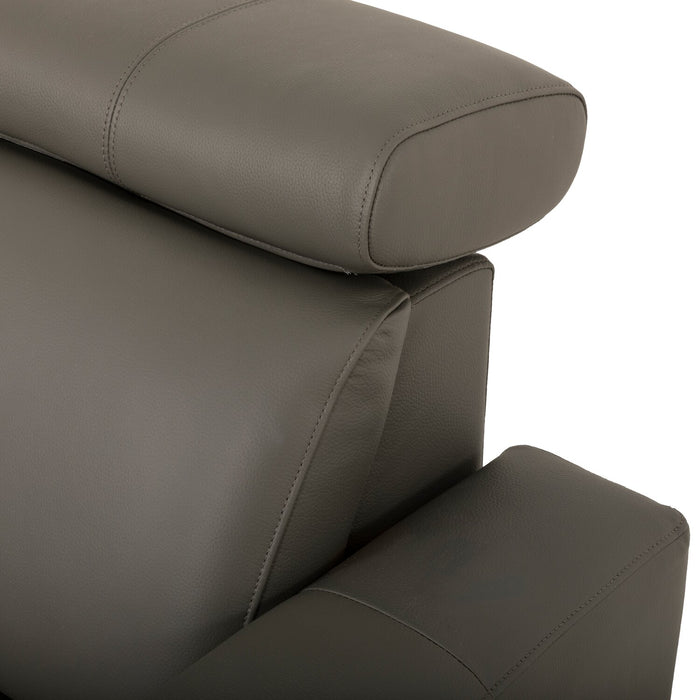 Valentino 3-Piece Left-Facing Genuine Leather Power Reclining Sectional with Adjustable Headrests - Grey