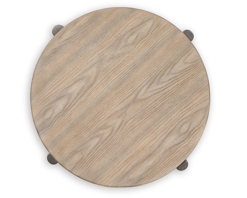 Lloyd 27” Modern Round End Table with Shelf - Grey Brown