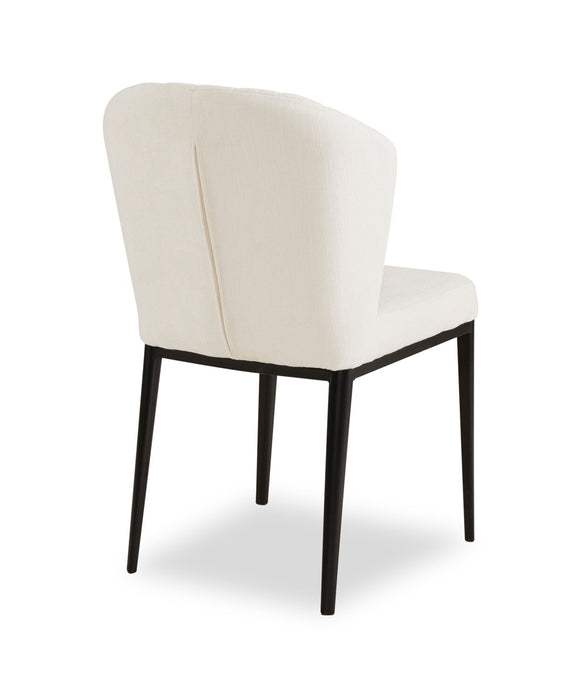 Zoe Dining Chair with Polyester Fabric & Channeled Tufting, Metal - Ivory