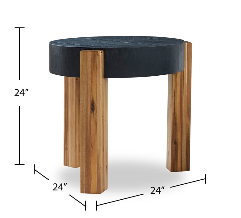Sutton 42” Modern 2-Pack Round Solid Wood Coffee + End Table - Black