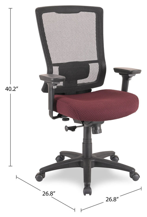 Tempur-Pedic Remy 26.8” Office Chair - Burgundy with Mesh Back