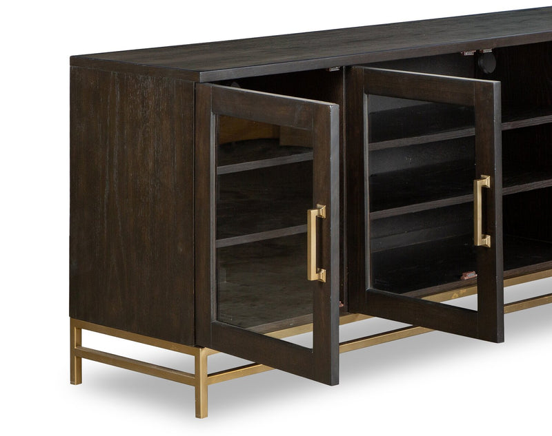 Cresset 70” Modern Solid Wood TV Stand with Storage and Cable Management for TVs up to 75\" - Coffee Bean