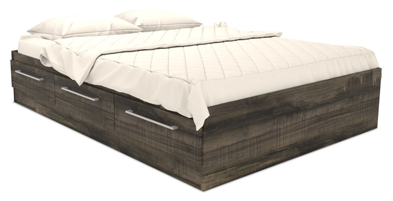 Riley Mates Bed with 3-Drawer Storage for Kids, Made in Canada, Grey - Full Size