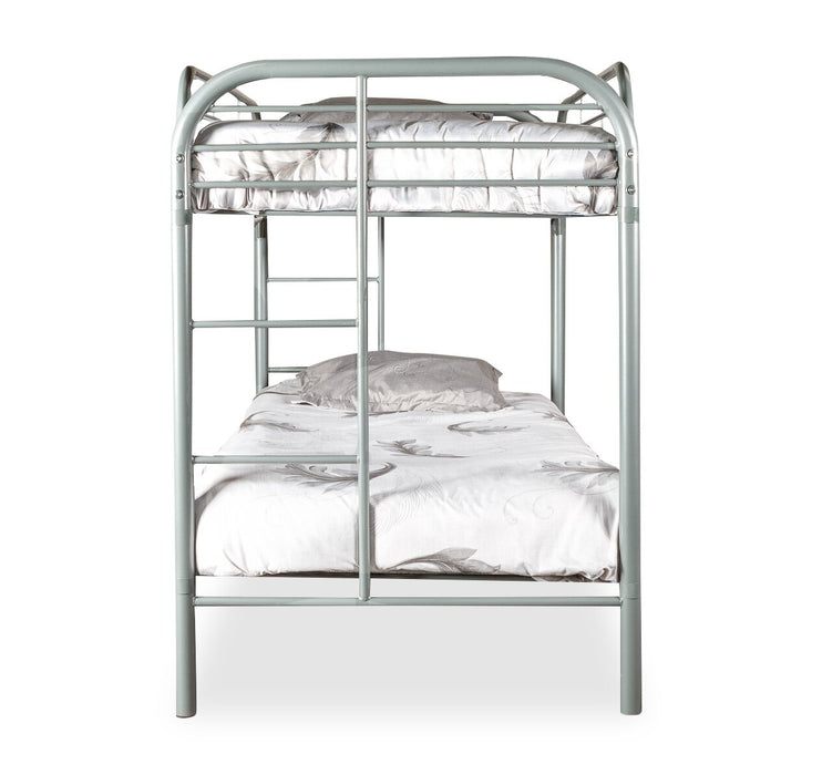 Logan Bunk Bed with Ladders & Guard Rail for Kids, Grey Metal - Twin/Twin