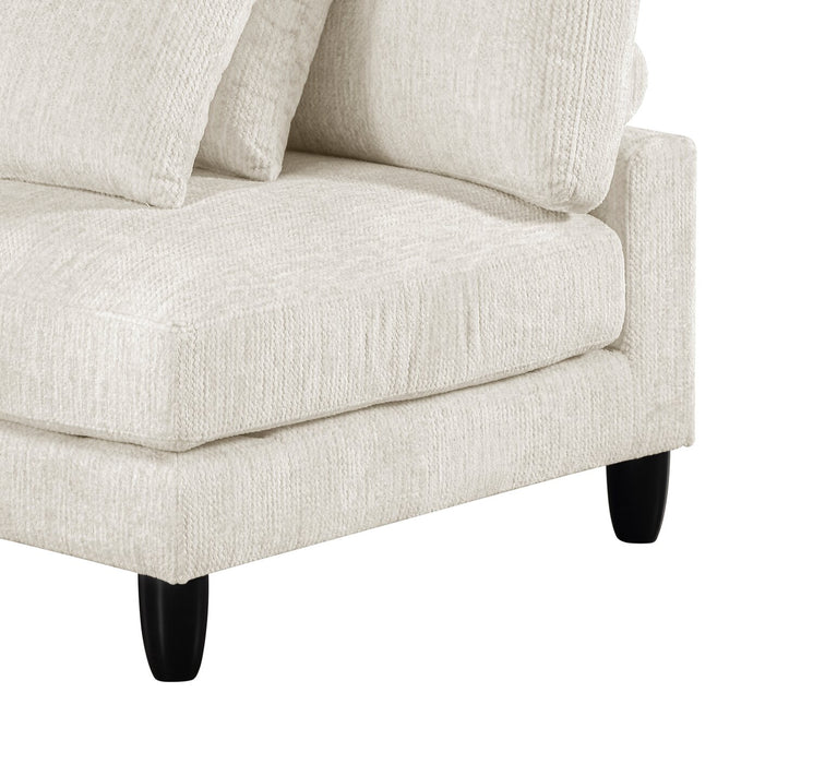 Lounge 4-Piece Chenille Modular Sectional with Ottoman – Beige 