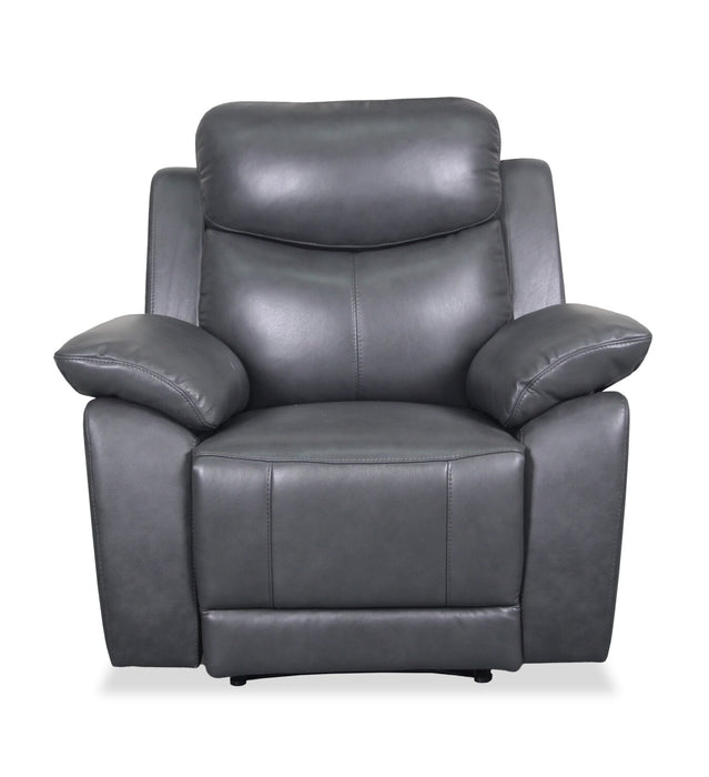 Cornell 40.16\" Top-Grain Genuine Leather Reclining Chair - Grey