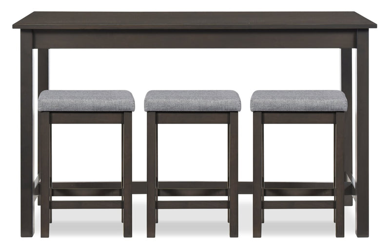 Noah 60” Modern Dinette with 3 Counter-Height Stools and USB Ports - Grey