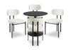 Rio 5pc Dining Set with Table & 4 Chairs, Metal Pedestal Base, 36\"W Round - Black & Taupe