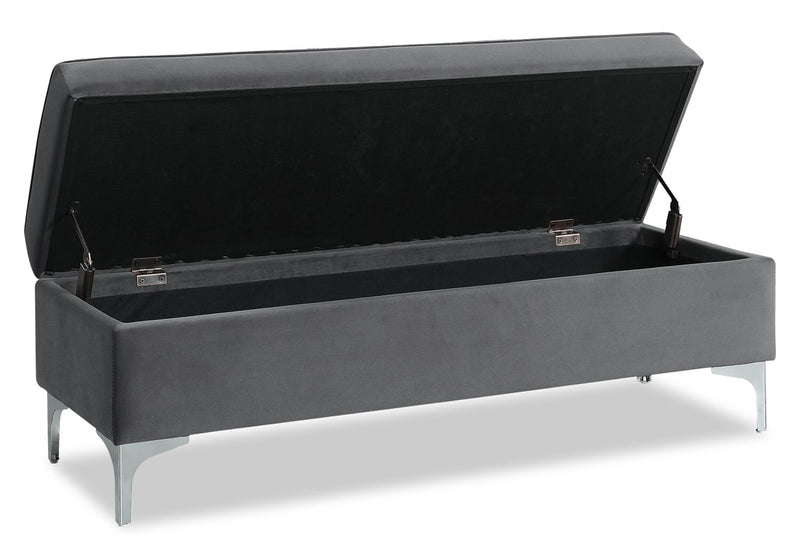 Vivienne 47.25\" Fabric Storage Ottoman - Grey