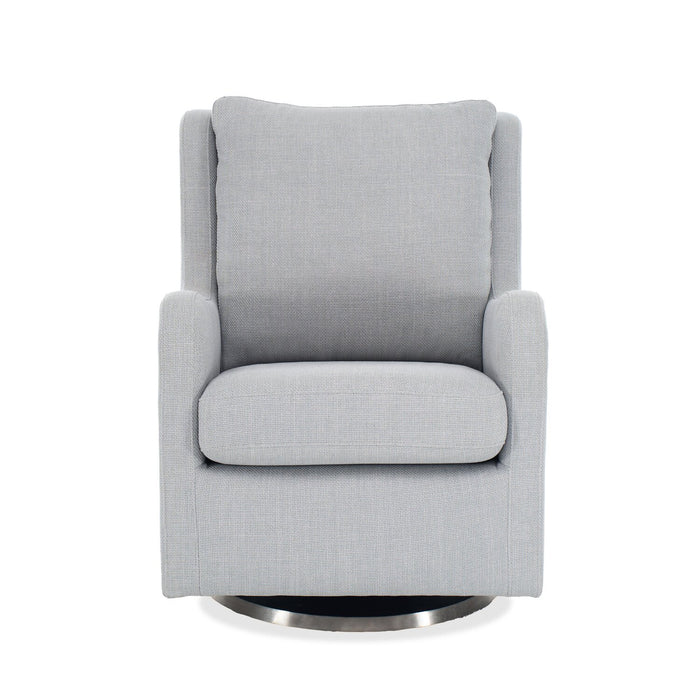 Ellie 29\" Linen-Look Fabric Swivel Glider Accent Chair with Wingback and Recessed Arms - Grey