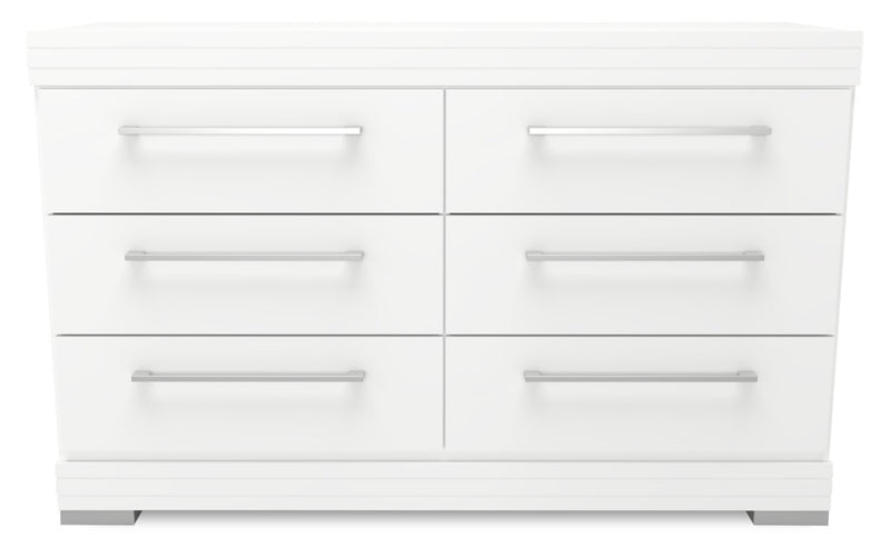 Riley Mates Bed 6pc Set with Bookcase Headboard, Dresser, Mirror & Nightstand, White - Twin Size