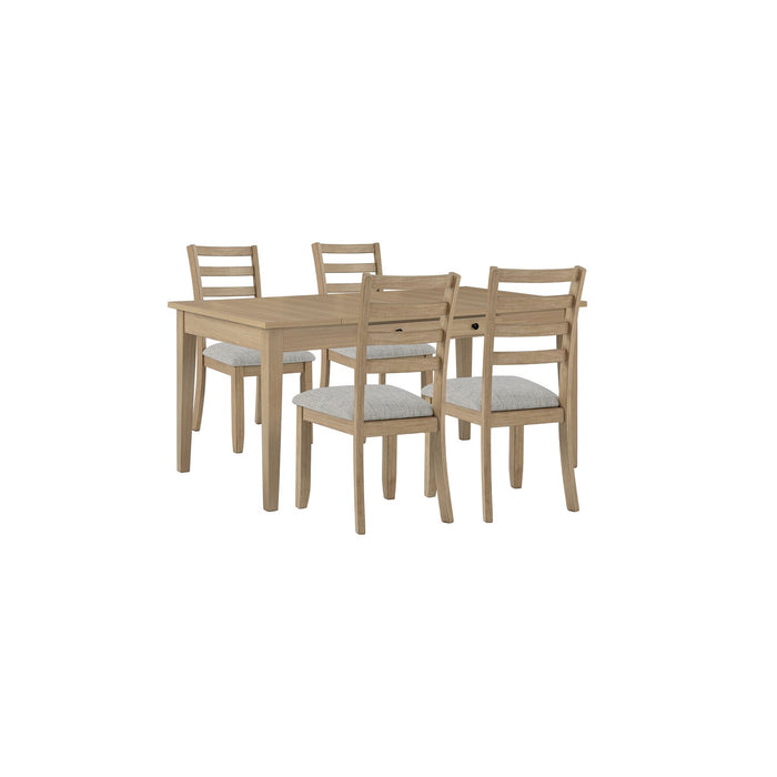 Cove Dining Chair with Cushion Fabric Seat, Ladder-Back – Natural/Grey
