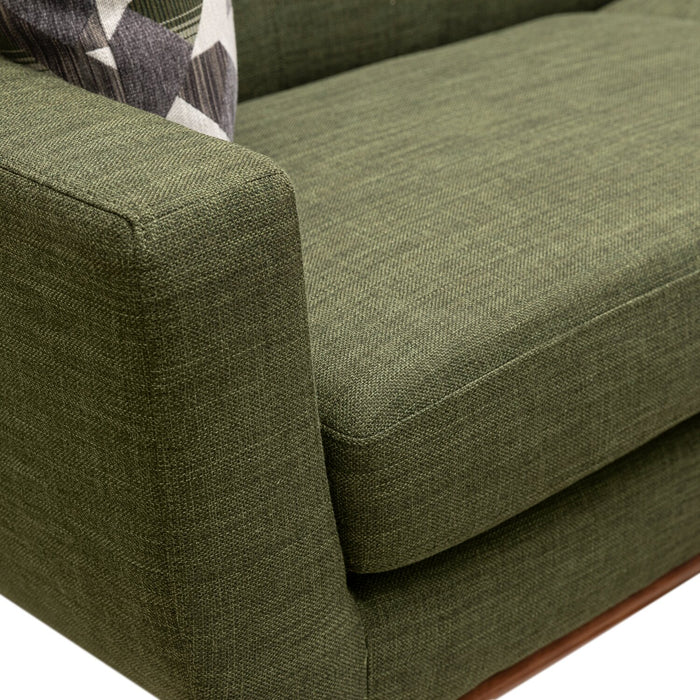 Kort & Co. Freeman 80” Linen-Look Fabric Condo Size Sofa with Wood Legs - Avocado Green