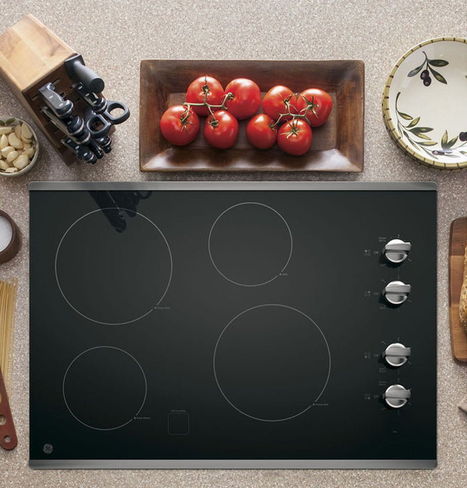 GE 30\" 4-Element Electric Cooktop - Stainless Steel - JP3030SWSS