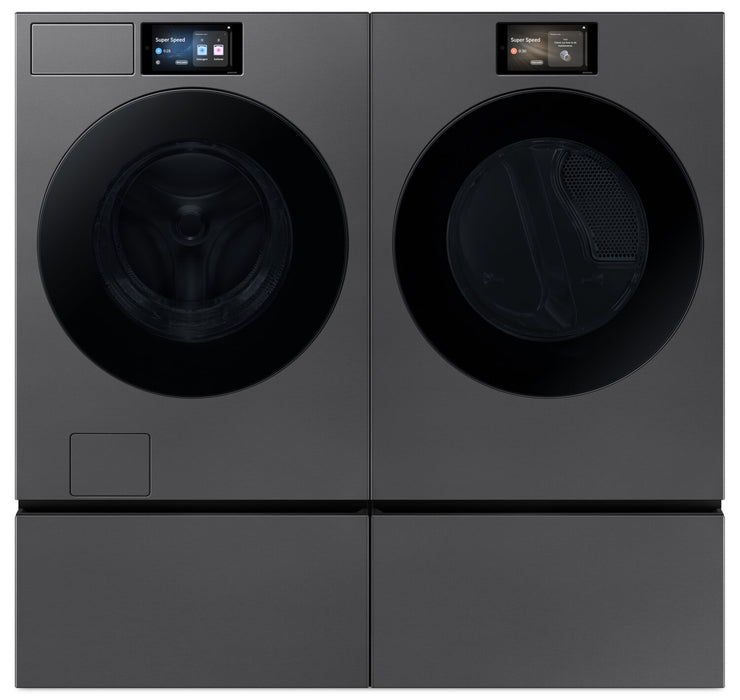 Samsung Bespoke 6.1 Cu. Ft. Front Load Washer and 7.6 Cu. Ft. Electric Dryer – Dark Steel