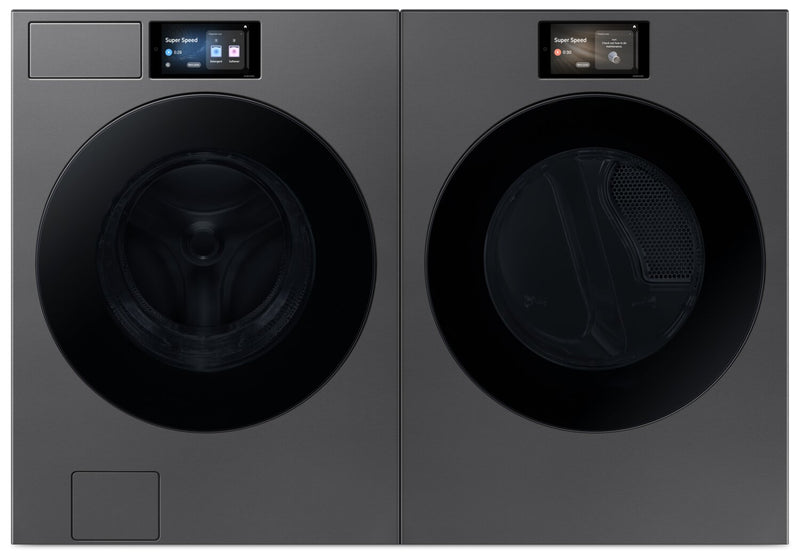 Samsung Bespoke 6.1 Cu. Ft. Front Load Washer and 7.6 Cu. Ft. Electric Dryer – Dark Steel
