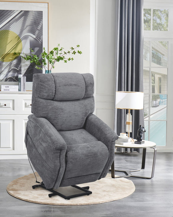 Claire 34\" Chenille Fabric Power Lift Reclining Chair - Granite Grey