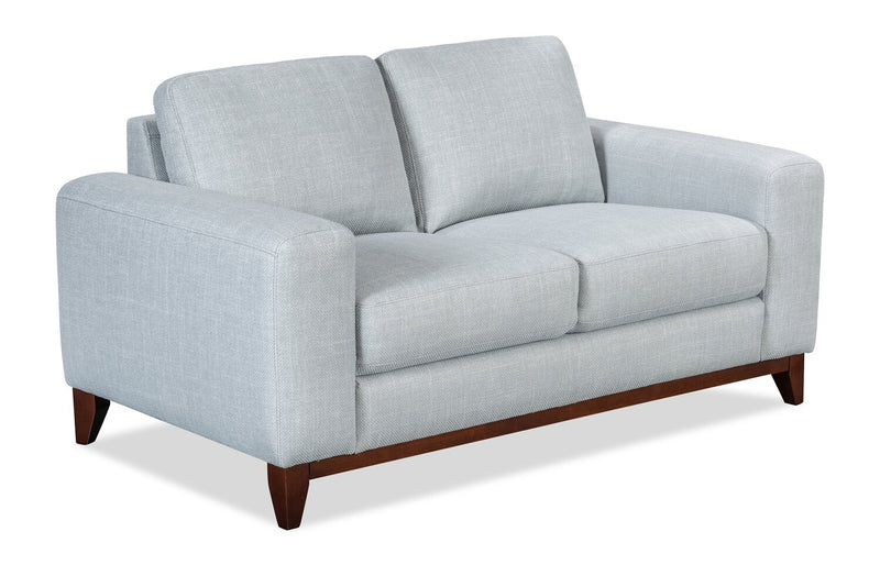 River 63.3\" Linen-Look Fabric Loveseat with Wood Base and Legs - Grey