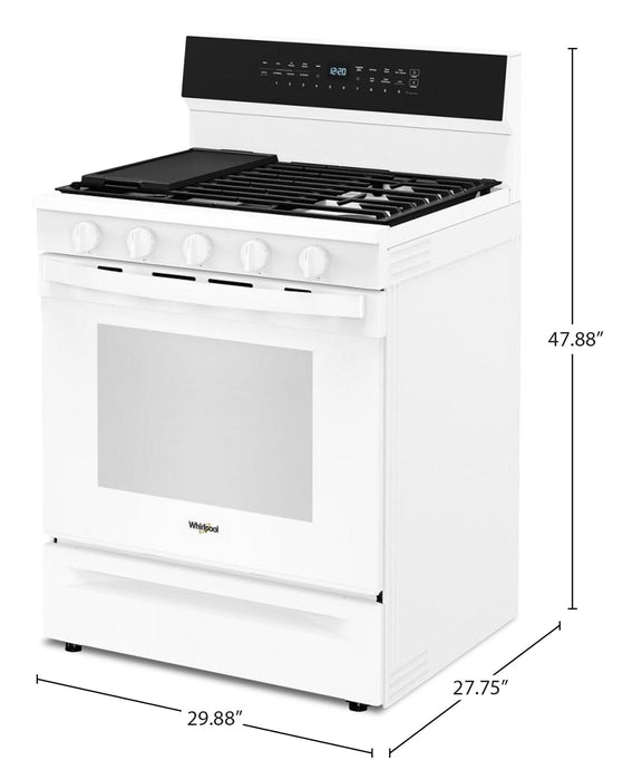 Whirlpool 5 Cu. Ft. Smart Gas Range with Air Fry and Self-Clean - White - WFGS7530RW