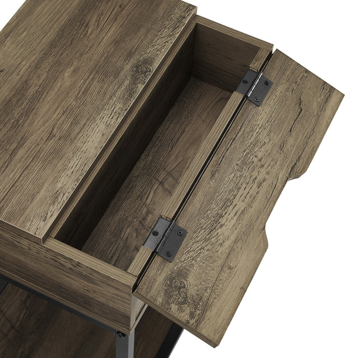 Akio Bedside 1-Drawer Nightstand with Lift-top Storage, 18\"W x 25.75\"H - Brown/Black