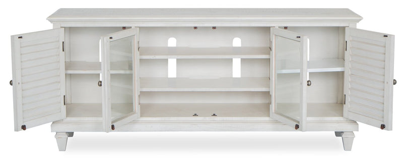 Baron 72” Rustic Pine TV Stand with Storage and Cable Management for TVs up to 80” - Alabaster