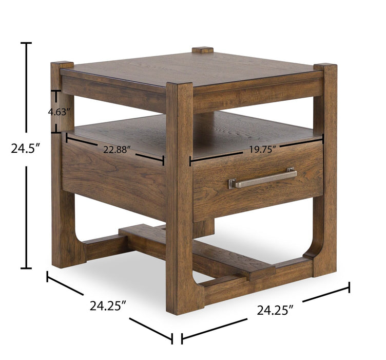 Gideon 24” Solid Wood Country-Style End Table - Brown