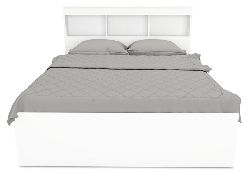 Riley Mates Bed 5pc Set with Bookcase Headboard, Dresser & Mirror, White - Full Size