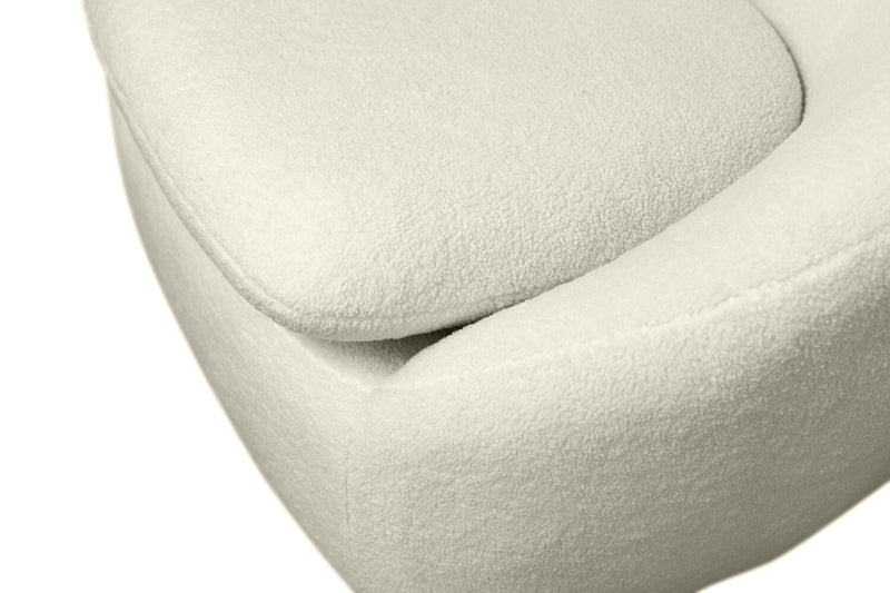 Lola 28.7\" Chenille Boucle Fabric Curved Accent Chair with Removable Seat Cushion - White