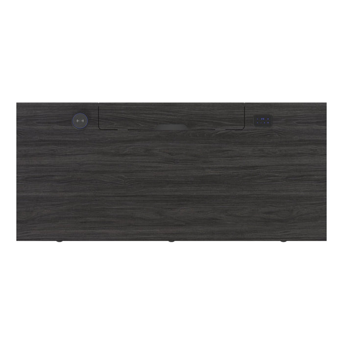 Elevate 60” Height-Adjustable Office Desk with Storage and Wireless Charging - White/Grey