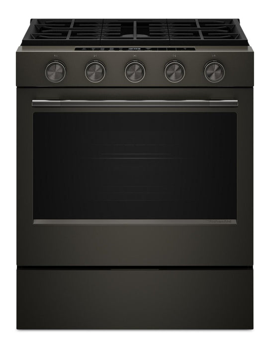 KitchenAid 30\" 5.0 Cu. Ft. Slide-in Gas Range with Convection Modes - Black Ore - KSGS530SBE