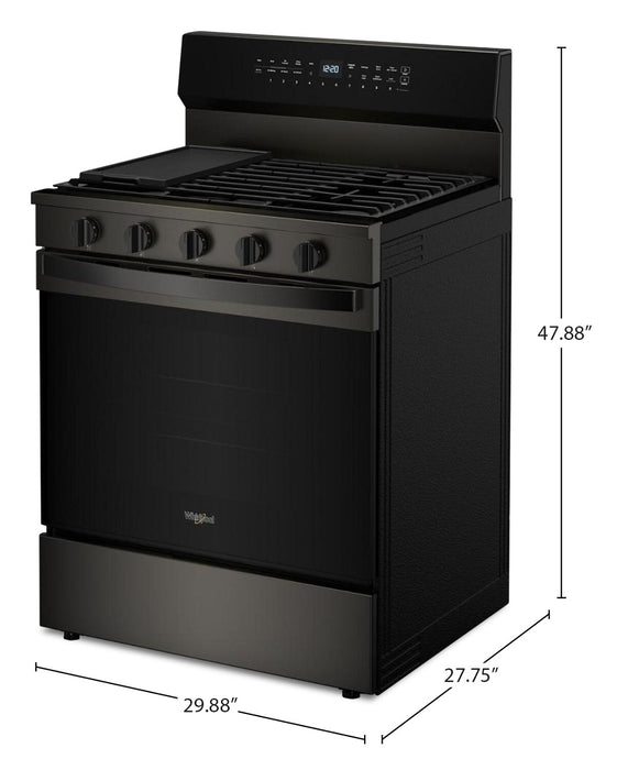 Whirlpool 5 Cu. Ft. Smart Gas Range with Air Fry and Self-Clean - Black Stainless Steel - WFGS7530RV