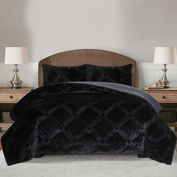 Serene 3-Piece King Comforter Set - Black